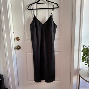 a new day Black Satin Midi Slip Dress